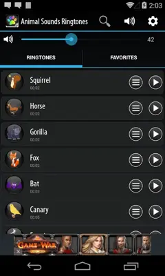 Animal Sounds Ringtones android App screenshot 2